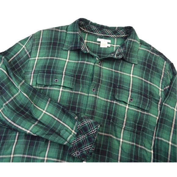 Carbon 2 Cobalt Flannel Shirt Button Up Long Sleeve Green Plaid Men's L - Picture 1 of 8